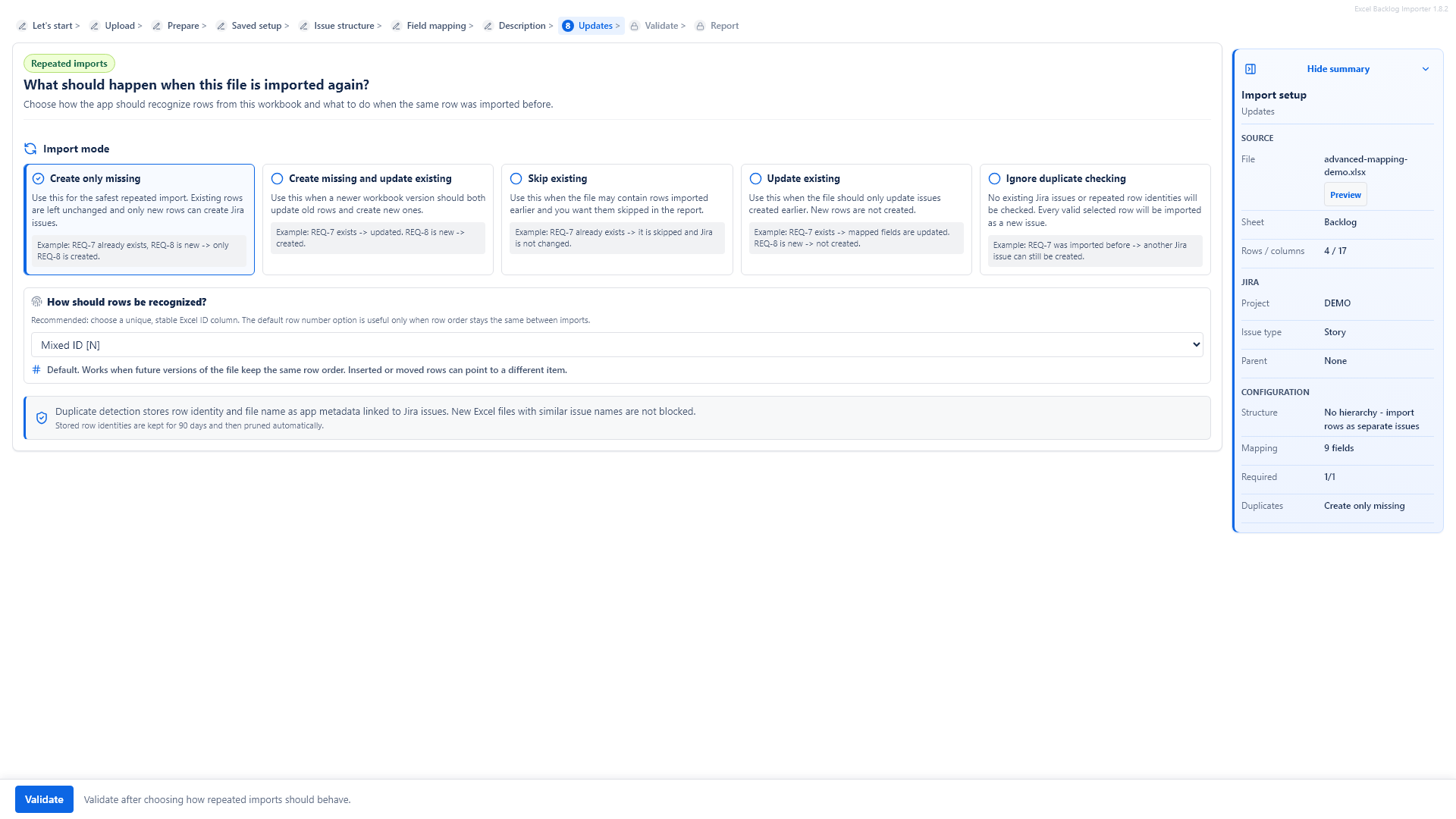 Update existing Jira issues from Excel with matching and review